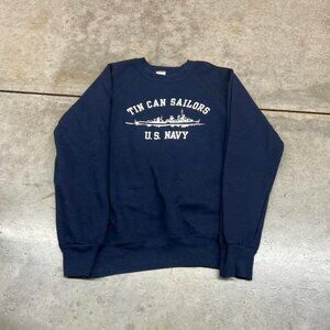 vintage tin can sailors us navy made in usa military crewneck size medium